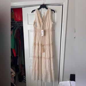 Elegant Cream Lace Maxi Dress